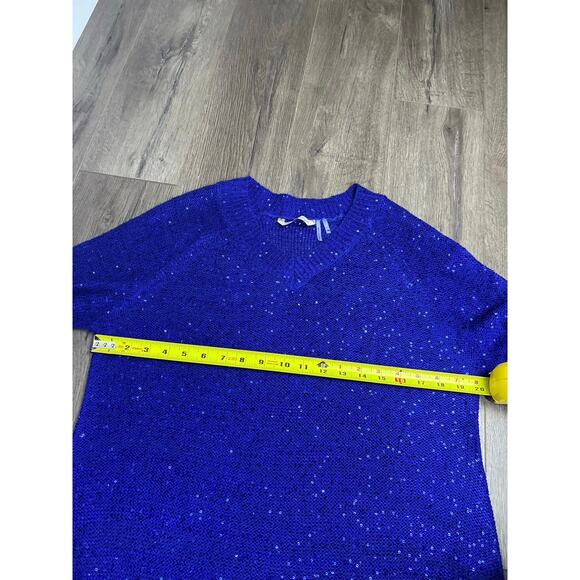 Soft Surroundings Royal Blue Sequin Knit Sweater Long Sleeve Pullover Small - Picture 6 of 8